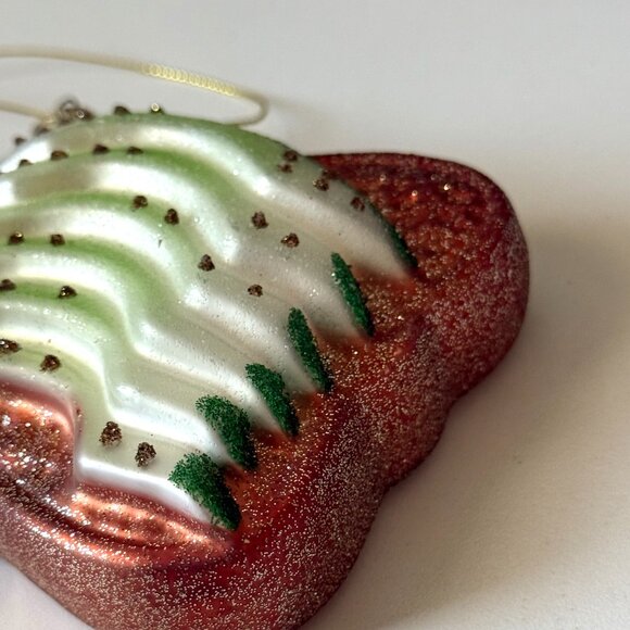 Christmas Holiday Ornament Glass Blown Old World vtg inspired avocado toast - Picture 4 of 13